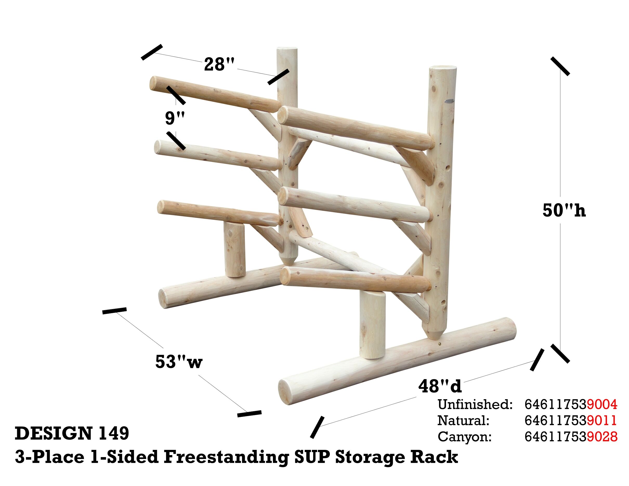 3-Place 1-Sided SUP Storage Rack - Image 8
