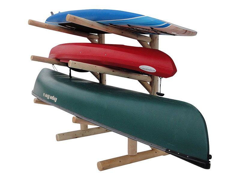 Low 2 Canoe + 1 Kayak 1-Sided Rack