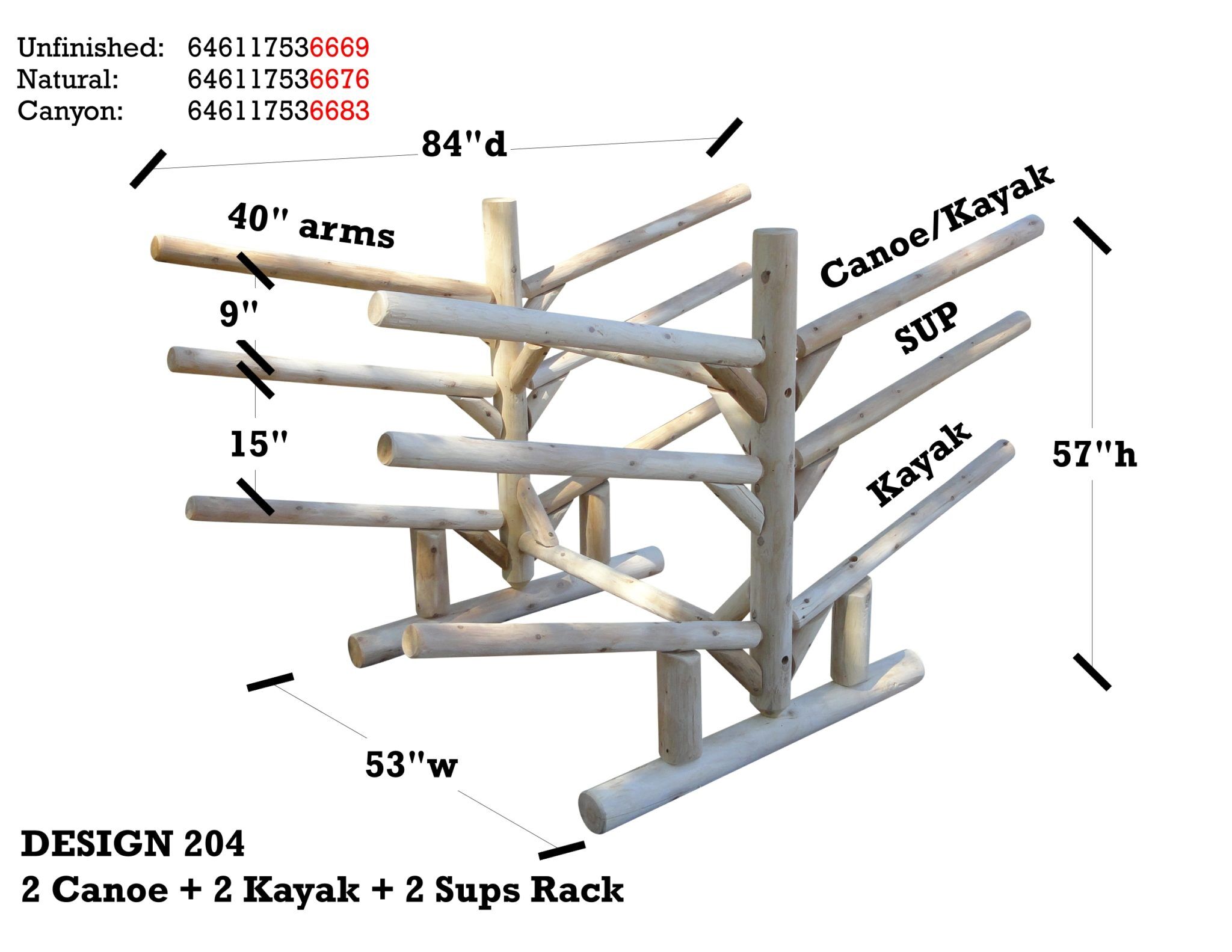 Canoe, Kayak & SUPs Storage Rack | Free Standing Cedar Boat Rack