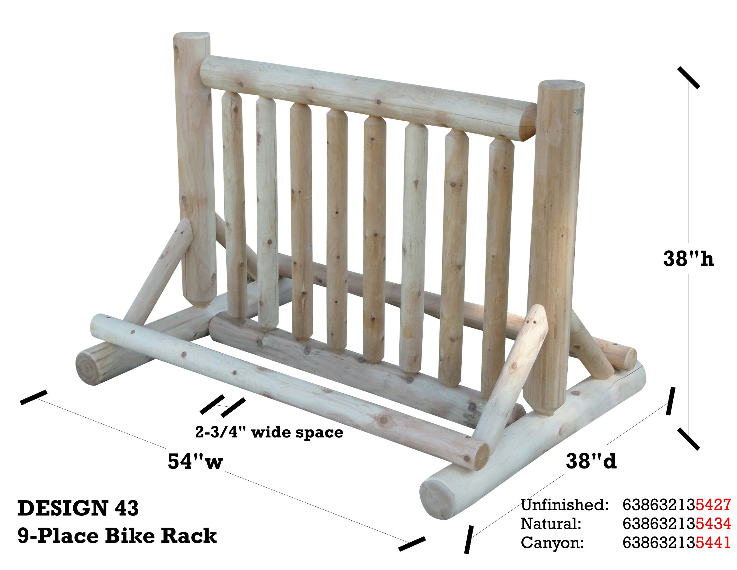 9 Place Log Bike Rack - Image 5